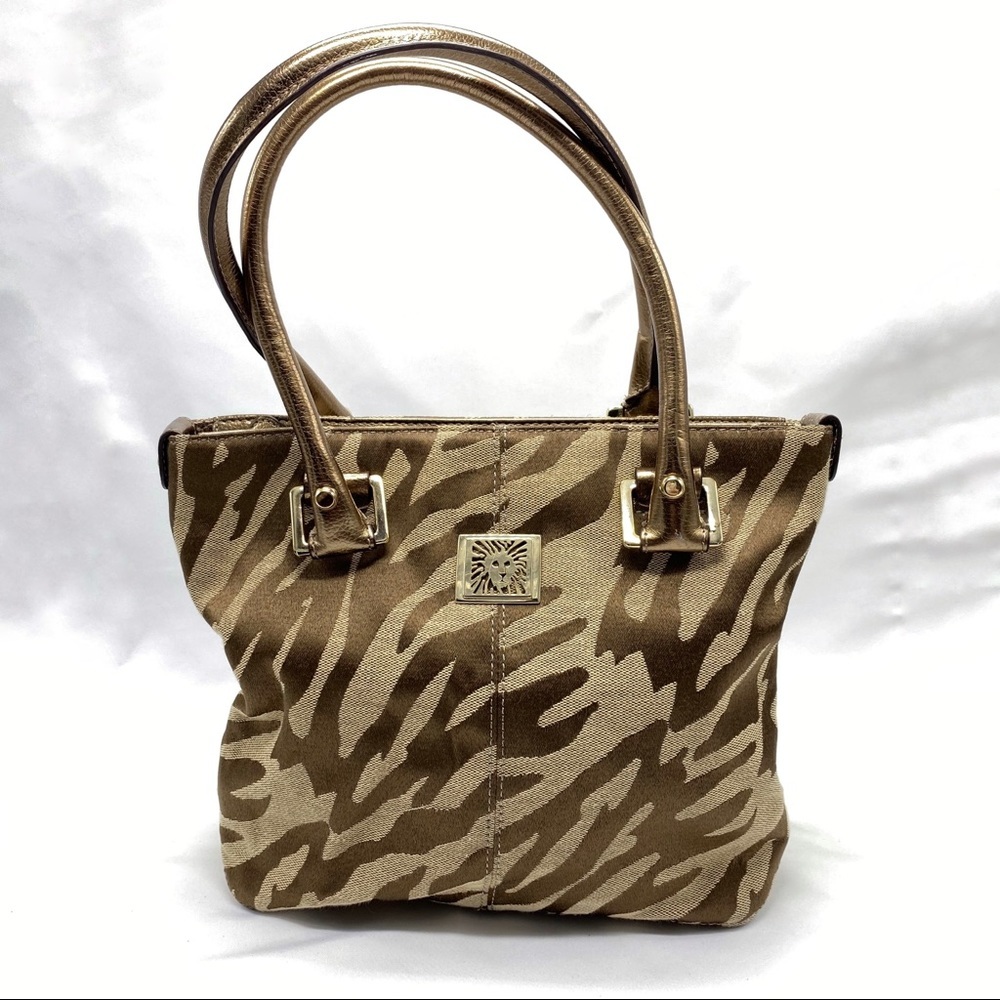 Vintage 90’s Y2K Gold Bronze Zebra Fabric Satchel